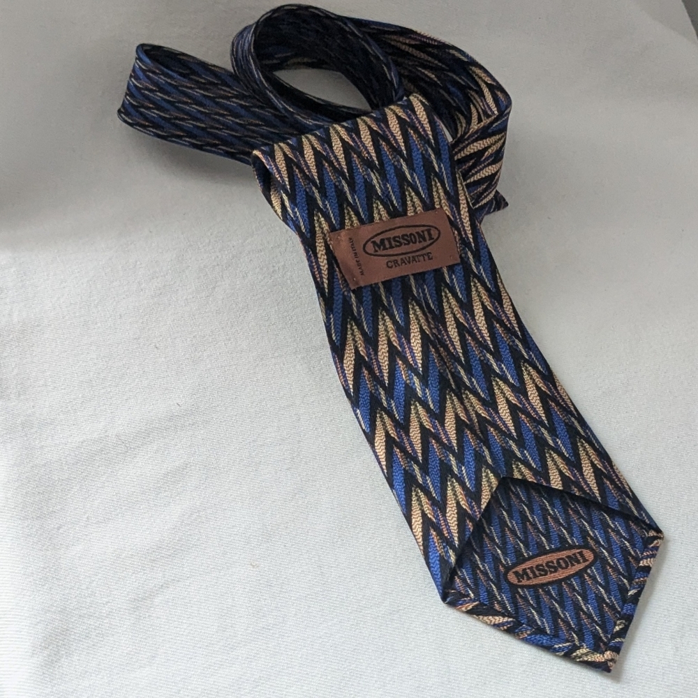 Missoni Cravatte Statement Zigzag Design Blue + M… - image 5